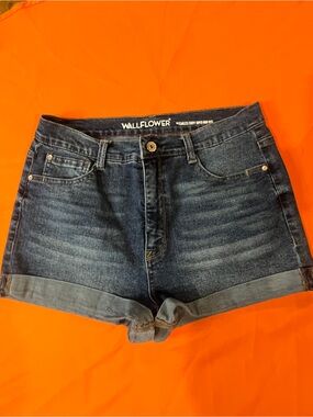 Wallflower Dark Blue Cuffed Denim Shorts